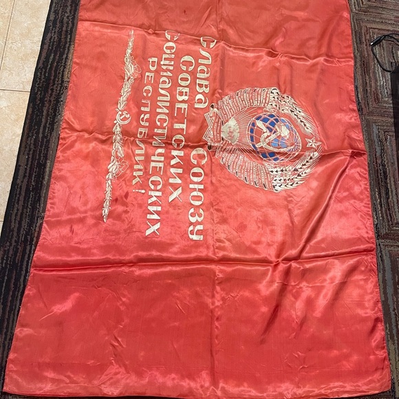 VTG USSR Soviet Union  Lenin Socialist Propaganda Red Banner Flag Double Sided - Picture 7 of 10